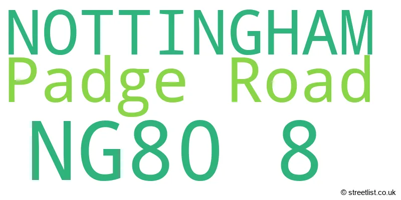 A word cloud for the NG80 8 postcode